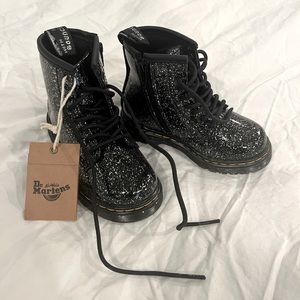 NWT Dr. Marten Black Sparkle Toddler Girl Boots
